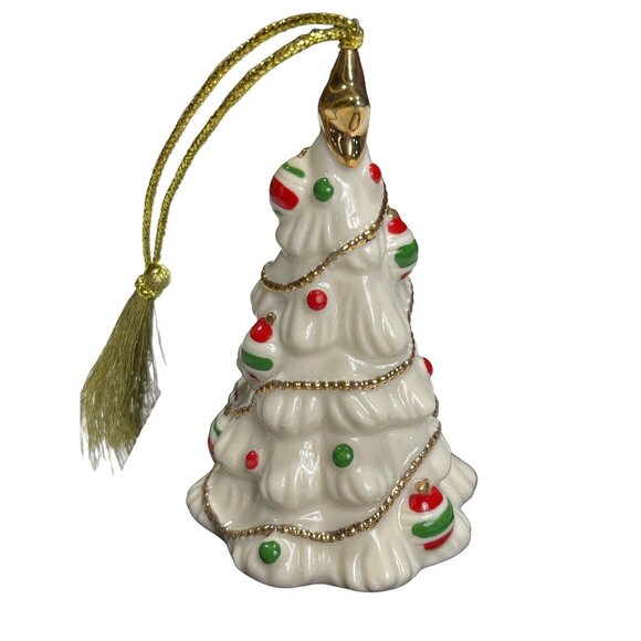 LENOX China Decorated Christmas Tree with Gold Trim & Star Ornament 4' H - Picture 2 of 7